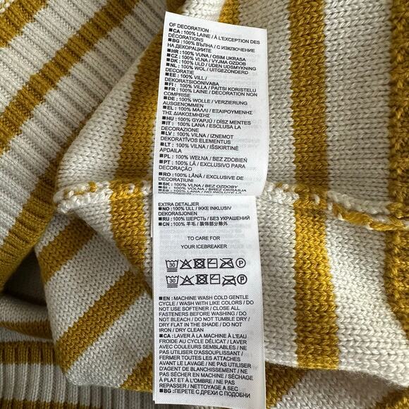 IceBreaker Men's Merino Shearer Crewe Sweater Ecru Heather Gold Stripe XL - Picture 8 of 10